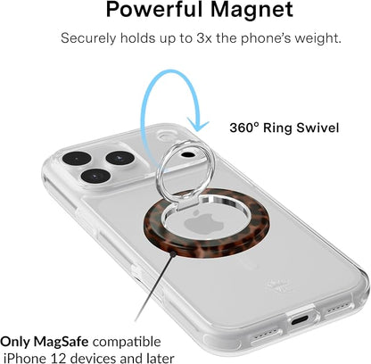 VELVET CAVIAR Compatible with MagSafe Phone Grip 2.0 | Cute Magnetic Ring Holder | Finger Loop Kickstand | Pop On Accessory for iPhone 17, 16, 15, 14, 13, 12 | It Girl Leopard