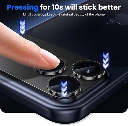 WSKEN for iPhone 17 Pro Camera Lens Protector, [Military Grade Shatterproof] [Strong Adhesion] Metal Aluminum Alloy Tempered Glass Camera Screen Protector, Black