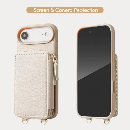 ZVE for iPhone Air Case Wallet 6.5 Inch, RFID Blocking Crossbody Leather Phone Cover with Card Holder Beige