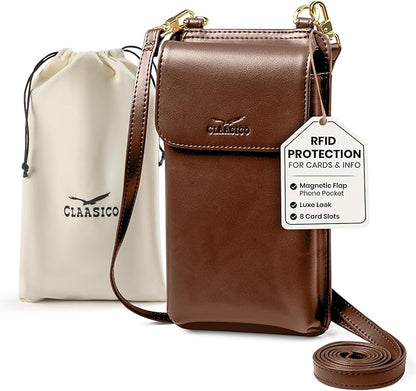 Claasico Crossbody Phone Purse for Women – RFID Phone Case Wallet w/Magnetic Closure & Separate Zipper Pocket Crossbody Bag