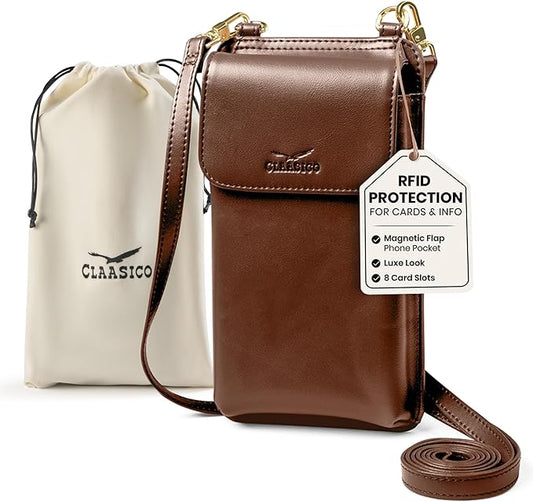 Claasico Crossbody Phone Purse for Women – RFID Phone Case Wallet w/Magnetic Closure & Separate Zipper Pocket Crossbody Bag