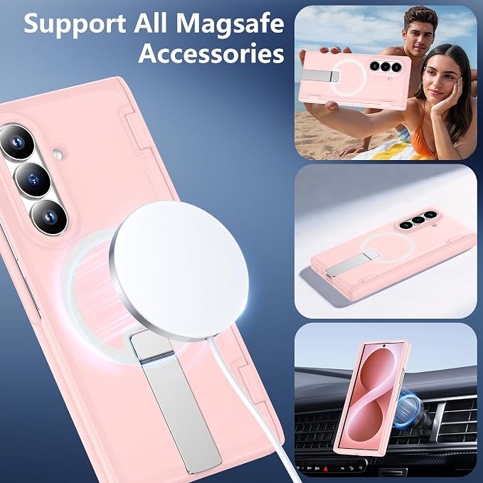 For Samsung Galaxy Z Fold 8 Ultra Case with Kickstand & Screen Protector | MagSafe-Compatible,Military Grade Drop Tested Non-Slip Slim Shockproof Case for Samsung Galaxy Z Fold 8 Ultra-Sakura Pink