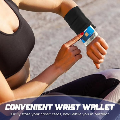 Honoson 5 Pcs Wrist Wallet for Women Men, Wristband with Zipper Wrist Pouch Purse for Run Spandex Wristbands Sweatband Wallet for Run Walk Hike Jog Travel Events Keys Cash Napkin