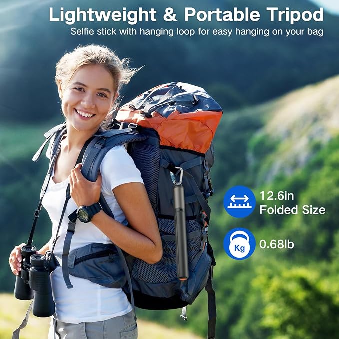 62 inch Selfie Stick Tripod for iPhone, Auto-Open Phone Tripod Stand with Magnetic Smart Remote Support Cell Phone Zoom in/Out,Front/Rear Camera Switch,Travel Selfie Stick for iPhone/Android