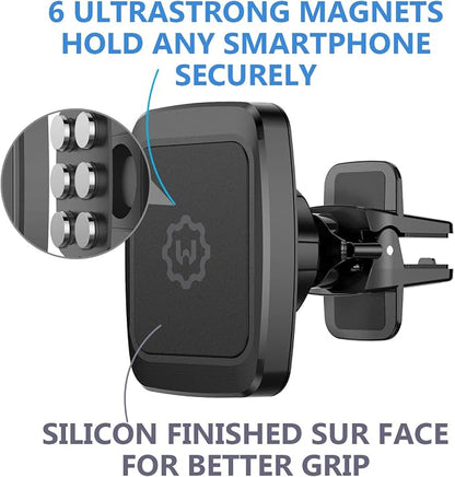 WixGear Magnetic Phone Car Mount, [2 Pack] Air Vent Car Phone Mount Holder, Phone Holder for Car with Twist-Lock Base, Compatible with All Smartphones