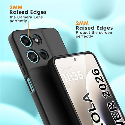 for Motorola Moto G Power (2026) Case, 2 Pack Tempered Glass Screen Protectors, Soft TPU Silicone Shockproof Gel Cover-Black