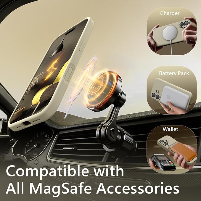 FireNova Magnetic for iPhone 17 Case, Compatible with MagSafe, [Integrated Silicone Camera Control Button] [Camera Protection] Anti-Scratch Microfiber Lining Phone Case, 6.3", Khaki