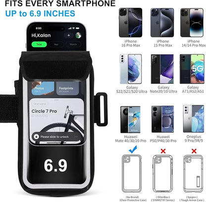 Running Armband Phone Holder for iPhone 17/16/15/14/13/XR Pro Max Plus,Forearm Wristband Adjustable with Card Slot Sport Arm Bag for Cycle Gym Sweatproof Jogging Accessories Workout Armbands