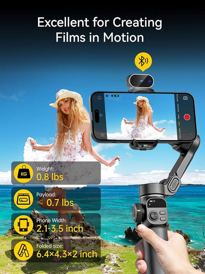 AOCHUAN Gimbal Stabilizer for iPhone with AI Tracking Sensor, Elevate Your Filming w/7.8" Extension Rod and OLED Screen for iPhone Gimbal, Gimbal w/8.0 Stability for Sports Shooting-Smart X2 AI Black