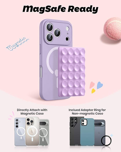 amBand ASMR Stuff Silicone Suction Phone Mount, Stable Hands-Free Sticky Holder for iPhone, Cute Aesthetic Gear for TikTok Influencers & ASMR Content Creator, Lilac Purple