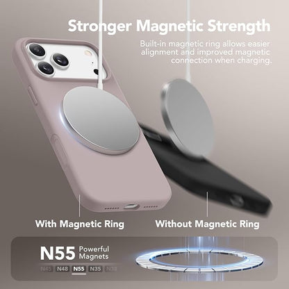 GONEZ Magnetic for iPhone 17 Pro Max Case, Compatible with MagSafe, [Screen Protector + Camera Lens Protector], Liquid Silicone Anti-Scratch Shockproof Protective Phone Case 6.9 inch, Light Taro