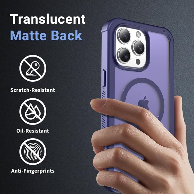 jaroco Magnetic for iPhone 15 Pro Max Case, [Compatible with MagSafe][Military Grade Drop Protection][Heavy Duty Protection][Non-Slip][Shockproof] 2-Layer Durable Bumper Phone Case 6.7''-Dark Purple