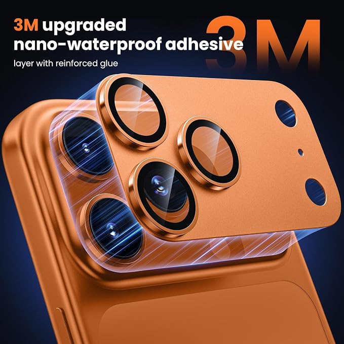 SAHARA - Ultra-Strong Camera Lens Protector for iPhone 17 Pro Max (2-Pack), Strong Titanium, HD Clear, Anti-Fingerprint, Easy Install, Cosmic Orange, (ZD00193)