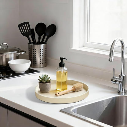 2 Pack 9" Bathroom and Vanity Tray, ABS Bathroom Counter Organizer, Coffee Table Decor for Perfume, Candles, Keys &More. Kitchen Countertop Organizer, Decorative Tray Soap Holder, Yellow