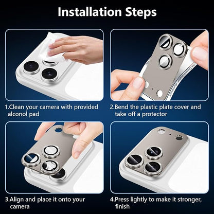for iPhone 17 Pro Camera Lens Protector, [Military Grade Shatterproof] [Strong Adsorption] [Case Friendly] Full Coverage Metal Aluminum Alloy 9H Tempered Glass Camera Screen Cover, Gray