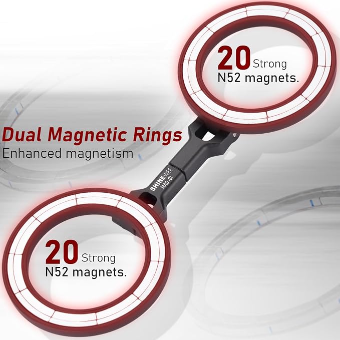 Double Magnetic Ring Phone Holder – Quick Attach to Any Iron Surface | Swivel & Tilt Adjustable | Compatible with iPhone 17/6/15/14/13/12 Series & Magnetic Cases