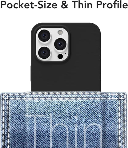 for iPhone 14 Pro Case Silicone Compatible with Magsafe Case, Ultra Slim Thin Magnetic Phone Cases Mag Safe, Cute Soft Rubber Gel TPU Matte Plain Wireless Charging Cover for Women, Black