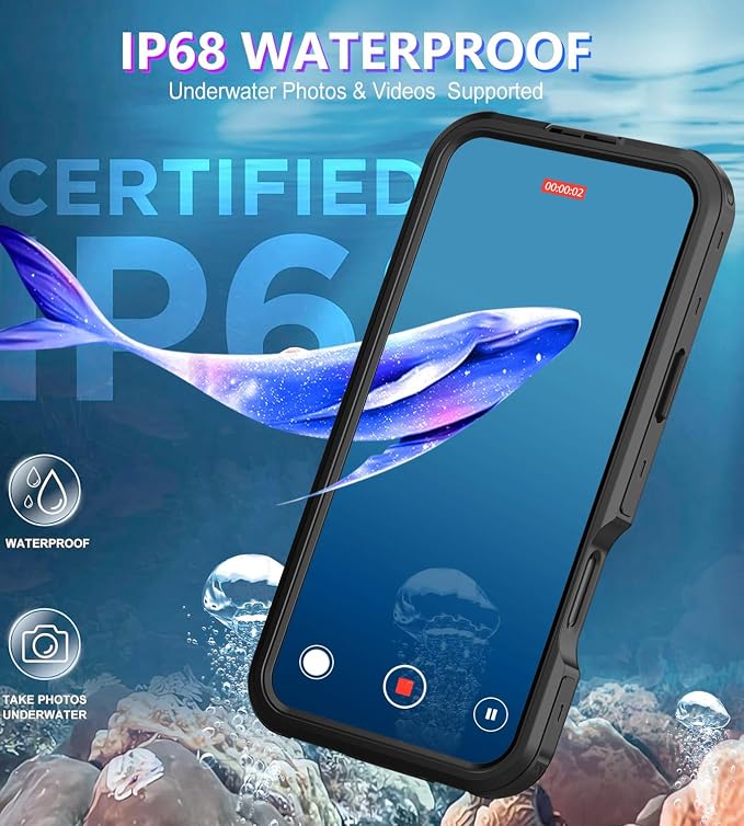for iPhone 16 Pro Max Case Waterproof | Shockproof Dust Proof Phone Case Cover with Screen Protector for iPhone 16 Promax - Clear