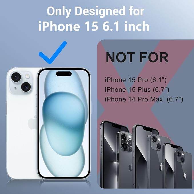 Red2Fire for iPhone 15 Case Waterproof, [Built-in Screen Protector & Camera Protector][Compatible with MagSafe][Full Body Shockproof][IP68 Waterproof][Dustproof] Phone Case 6.1" Purple/Clear