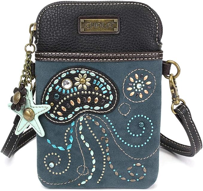 CHALA Dazzled Cell Phone Crossbody Purse-Women PU Leather Multicolor Handbag with Adjustable Strap