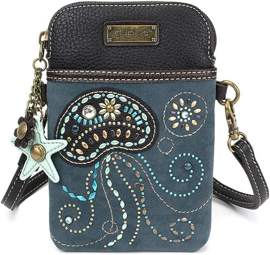 CHALA Dazzled Cell Phone Crossbody Purse-Women PU Leather Multicolor Handbag with Adjustable Strap