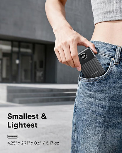 Portable Charger,Ultra Slim 10000mAh 22.5W Power Bank,USB C in/Output Fast Charging Mini Battery Pack Compatible with iPhone 17 16 15 14 Samsung S23 S22 S21 Google iPad etc (Black)