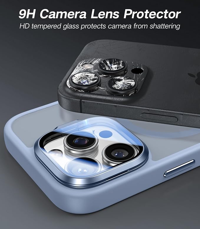 [Upgraded] for iPhone 16 Pro Max Case with Camera Cover Stand [Fit for MagSafe][9H Camera Lens Protector] Mil-Grade Protection Translucent Magnetic iPhone 16 Pro Max Phone Case, Light Blue