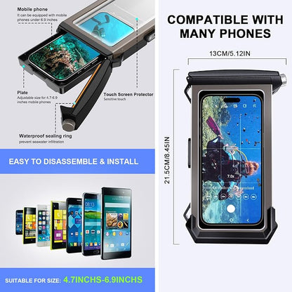 2026 Diving Snorkeling Phone Case for iPhone 17/16/15/14/13/12/11 Pro Max/XS/X Samsung Galaxy S26/S25/S24 Professional Scuba Dive Waterproof Underwater Photo Video Cover (5TH Gen, Black-)