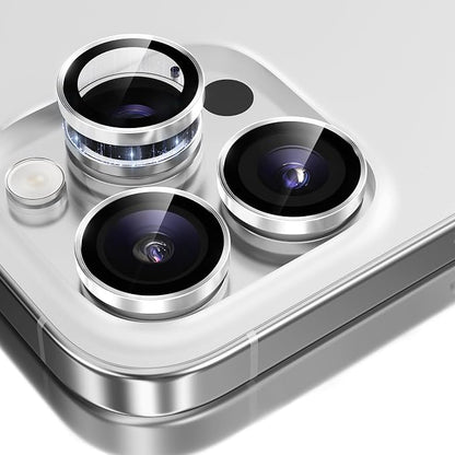 GolbinBox Camera Lens Protector for iPhone 17 Pro Max/17 Pro/16 Pro Max/16 Pro, 1:1 Invisible Fit, 9H Tempered Glass Ultra HD Metal Individual Camera Cover, Case Friendly, Silver