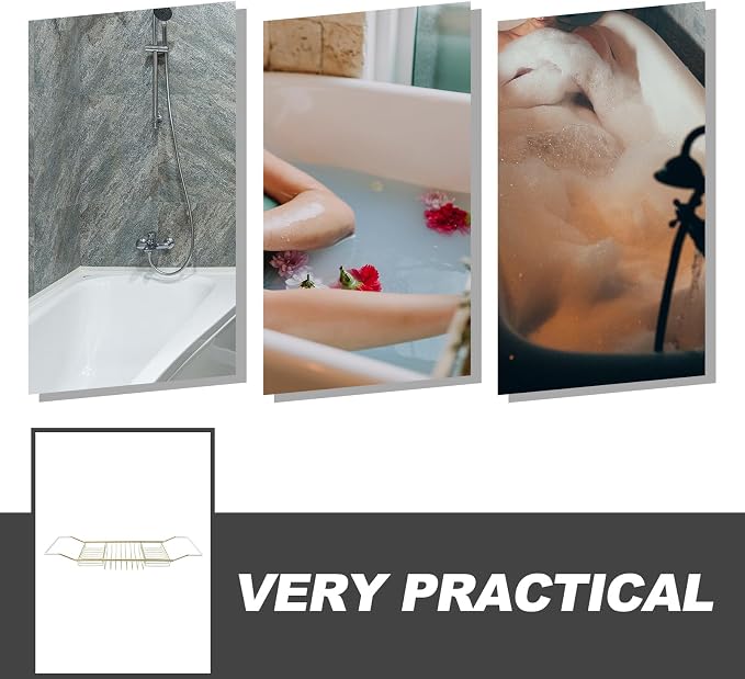 Cabilock Telescopic Bathtub Rack Adjustable Anti-Slip Bath Caddy Tray for Home Use Holds Books Wine Glasses and Phones 24.80X7.87X2.75 Inch