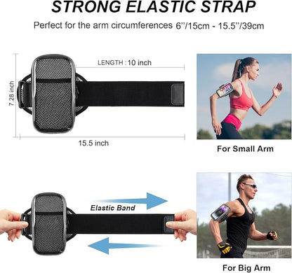 Phone Holder for Running, Armband for iPhone 16 15 14 13 Pro Max 12 11 Plus X Samsung Android Up to 6.9'', Universal Arm Bands Bag with Key Card Pocket for Exercise Walking Workout Fitness