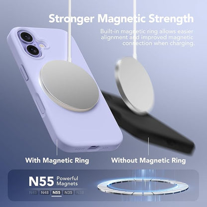 GONEZ Magnetic for iPhone 17 Case, Compatible with MagSafe, [Screen Protector + Camera Lens Protector], Liquid Silicone Anti-Scratch Shockproof Protective Phone Case 6.3 inch, Lilac