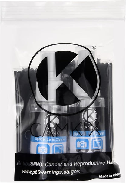 Camkix Lens and Screen Cleaning Kit - 2X Cleaning Spray 2X Microfiber Cloth - Perfect to Clean The Lens of Your DSLR and Compatible with Your Camera, Smartphone, Tablet, Notebook, etc.