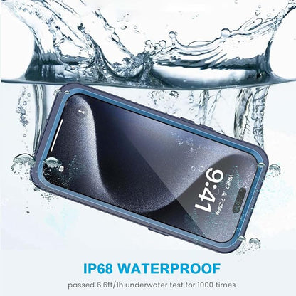 Lanhiem for 15 Pro Case, IP68 Waterproof Dustproof Shockproof Case with Built-in Screen Protector, Full Body Protective Heavy Duty Phone Cover for 15 Pro - 6.1 inch (Dark Blue)
