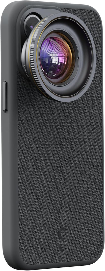 ShiftCam Fabric Camera Case Compatible with iPhone 14| Built-in Lens Mount | Magnetic-Case | Shoot Stunning Photos Instantly (iPhone 14 Series, iPhone 14 Pro Max) Dark Grey