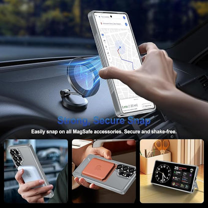 for Samsung Galaxy S25 Ultra Case with Screen Protector+Lanyard Wrist Strap,Magnetic Translucent Matte Rugged Slim Phone Cover Built in Invisible Kickstand [Fit for MagSafe],2025 Grey