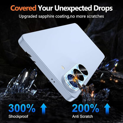 for Samsung Galaxy S26 Plus Camera Lens Protector, Electroplated Matte Back with 9H Tempered Glass Lens Protector, [Strong Adsorption] [Case-Friendly] Metal Ring HD Clear Lens Cover, Blue
