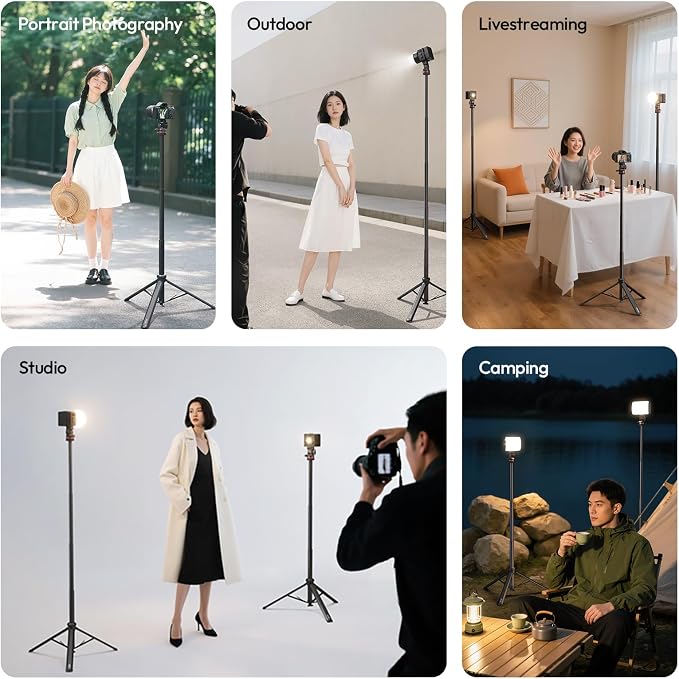 ULANZI MT-80 Aluminum Tripod Stand, 7FT Extendable Camera Phone Tripod for Travel, Auto Pop-Up, 1/4" Screw, 360 Ball Head Portable Photo Video Light Stand for DSLR Camera, Ring Light, Video Rig
