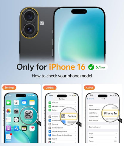 FNTCASE for iPhone 16 Case [Compatible with Magsafe] Translucent Matte Cases with [Screen Protector] Military Grade Shockproof Protective Phone Cover - Blue