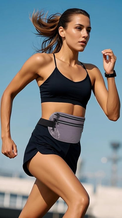 Slim Running Belt for Women Men Runners Fanny Packs With Phone Holder Hidden Pockets Exercise Waist Bag for Marathon Workout