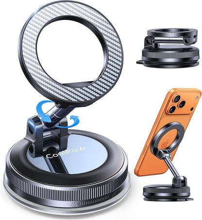 Coolpow【Newest Vacuum Magnetic Phone Holder for Car Phone Holder Mount【Movable Vacuum Suction】 Magsafe Car Mount Cell Phone Holders for Your Car Accessories Interior for Women Men for iPhone 17 16 15