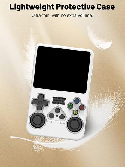 Silicone Protective Case for Anbernic R36S Game Console, Full-Body Protective Cover with Precise Cutout, Shockproof Dustproof Protector Sleeve & Scratch-Resistant Sleeve (White)