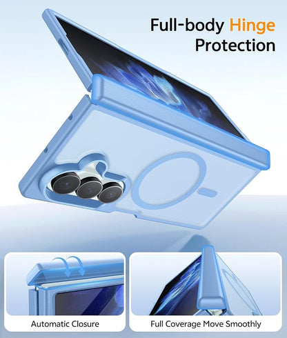 FNTCASE for Samsung Galaxy Z Fold 8 Ultra / Z Fold 7 Case, Fit for Magsafe | Hinge Protection, Screen Protector, Translucent Matte, 14FT Military Grade Drop Proof, Protective Phone Cover, Light Blue