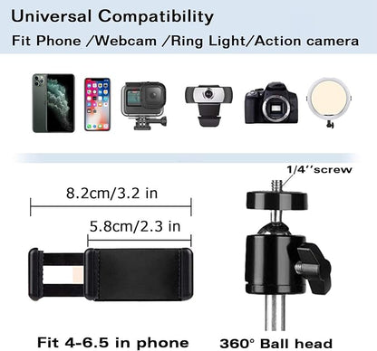 Overhead Tripod Mount for Camera Webcam Ring Light, Over Head Articulating Arm with Phone Holder and Ball Head, Desktop Suspension Scissor Accessory for Live Streaming,Video Recording