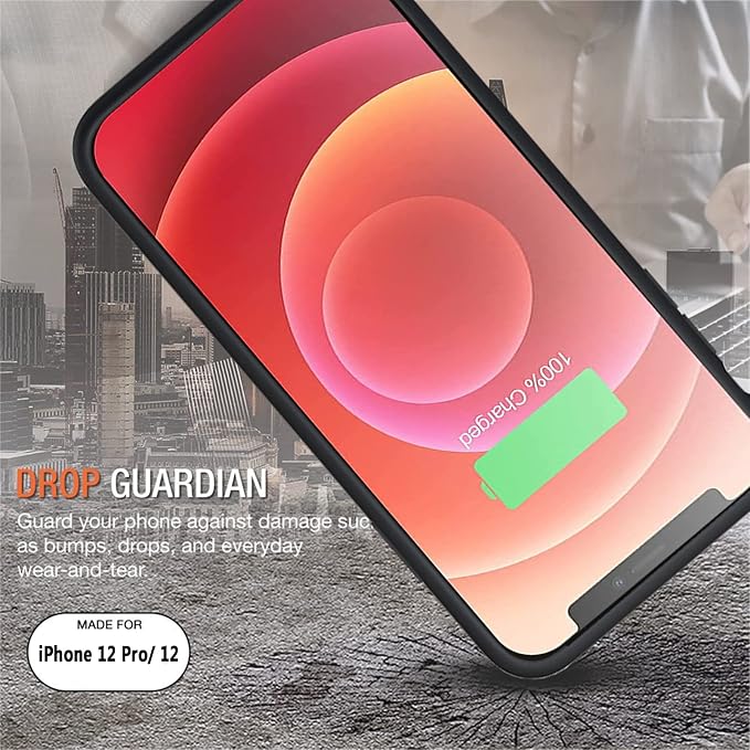 iPhone 12/12 Pro Battery Case, Upgraded 10000mAh Rechargeable Portable Charging Case with Wireless Charging Compatibility for iPhone 12/12 Pro (6.1 inch) with Carplay Battery Pack Charger Case (Black)