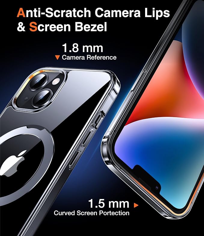 Chicfun 3-in-1 [Magnetic+Kickstand+Ring Holder] for iPhone 14 Plus Case with Stand Ring Holder， Compatible with MagSafe, Military Shockproof Kickstand Phone Case iPhone 14 Plus Cover Clear