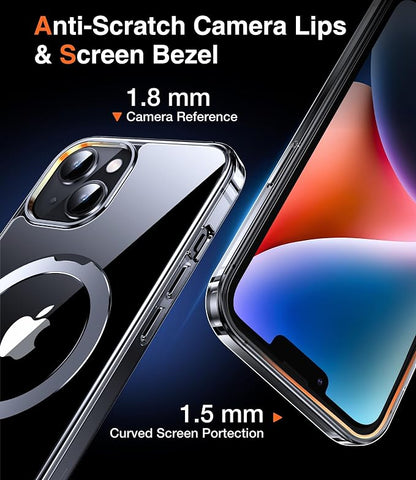 Chicfun 3-in-1 [Magnetic+Kickstand+Ring Holder] for iPhone 14 Plus Case with Stand Ring Holder， Compatible with MagSafe, Military Shockproof Kickstand Phone Case iPhone 14 Plus Cover Clear