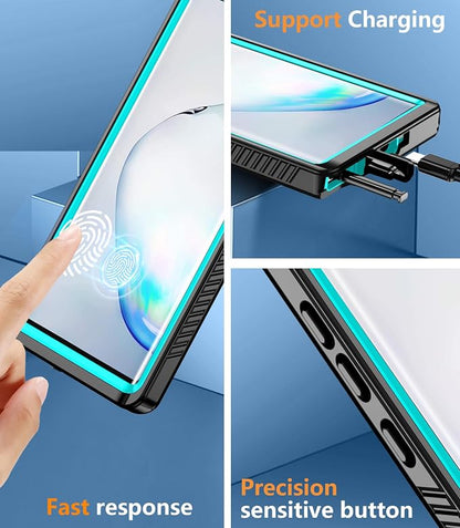 Temdan for Samsung Galaxy Note 10 Plus Case Waterproof, [Military-Grade Drop Protection] [IP68 Underwater] Full Body Heavy Duty Rugged Shock-Proof Case for Note 10 Plus 6.8''-Teal