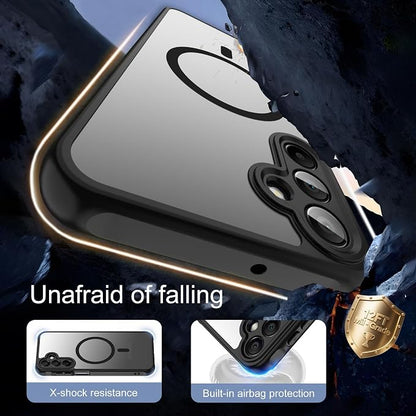 For Samsung Galaxy A15 5G Phone Case:A15 Case [Compatible with Magsafe] with 2PC Tempered Glass Screen Protector,Camera Bump Protection,Slim Frosted Translucent Soft-Touch for Galaxy A15,Matte black