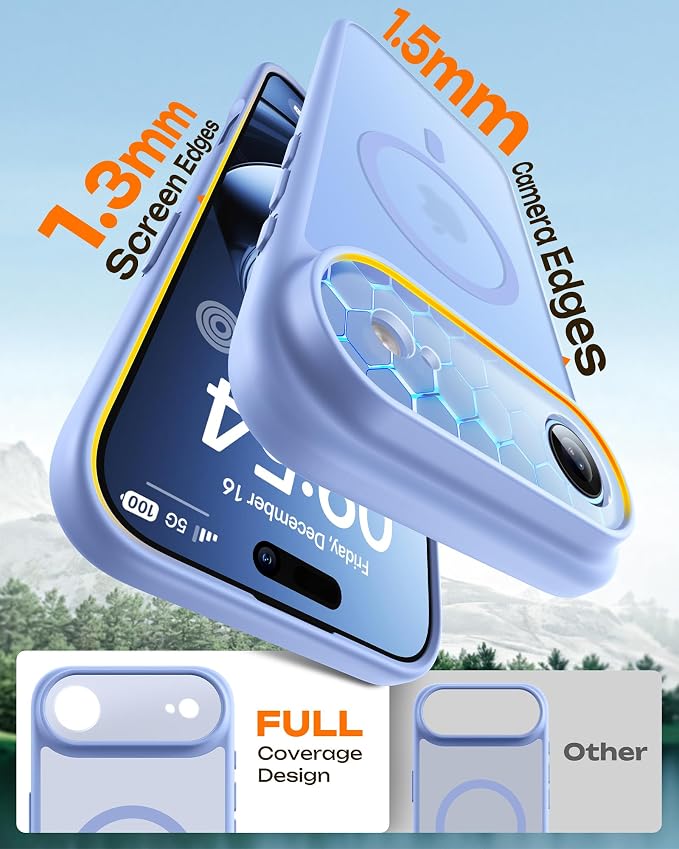 TOCOL for iPhone Air Case, Compatible with Magsafe Charger, Full Camera Protection, Drop Protection, Translucent Matte Phone Case for iPhone 17 Air 6.5 inch (Light Blue)
